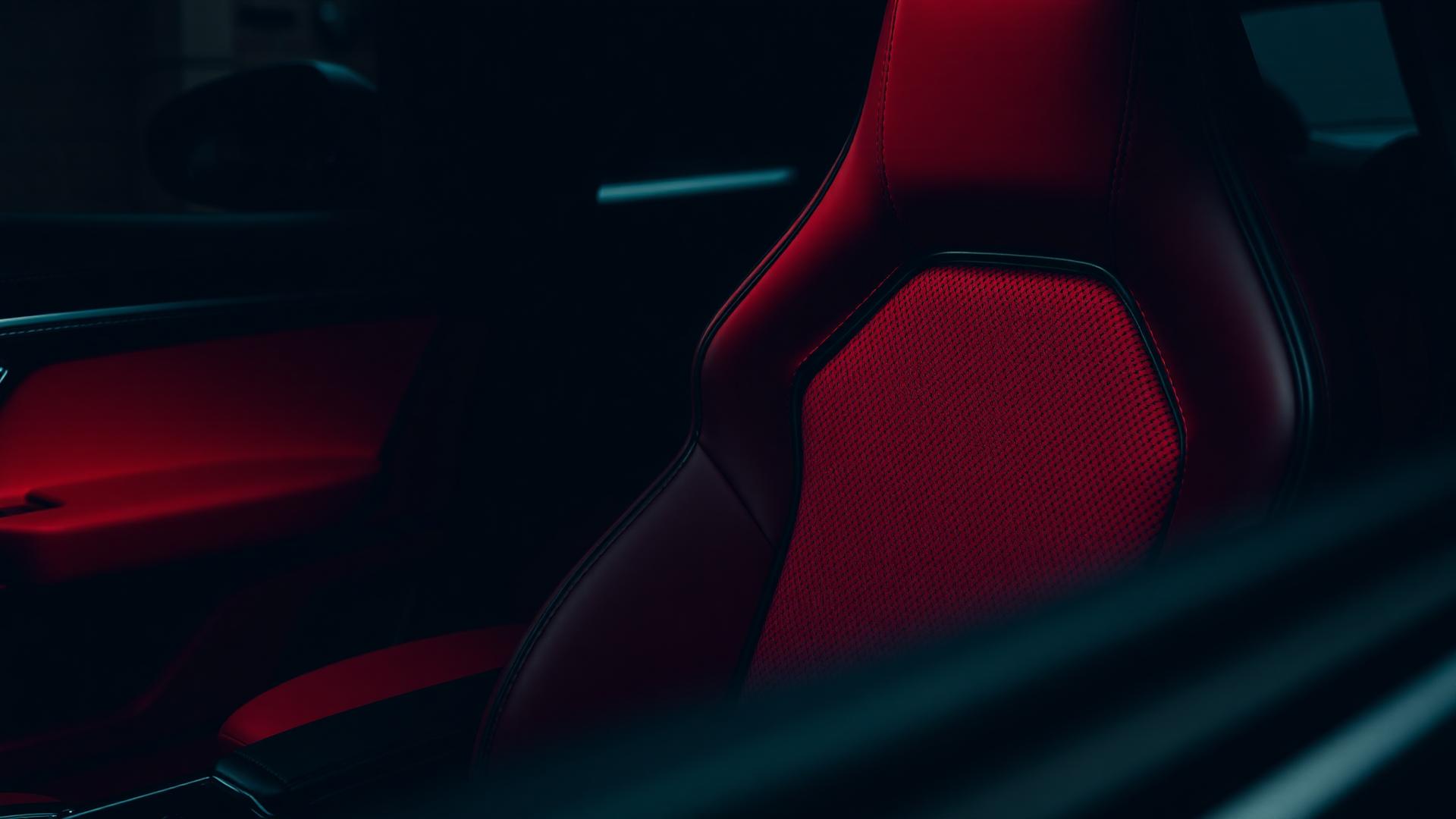 Custom red leather sport seat